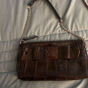 Kate Spade Brown and Gold Crocodile Textured Bag